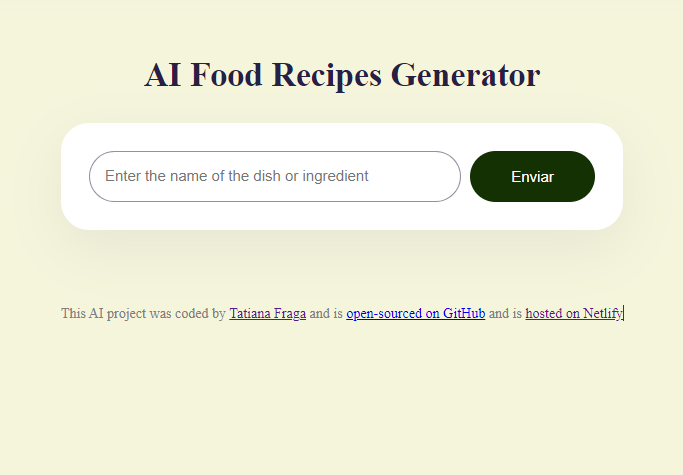 AI food recipe generator project